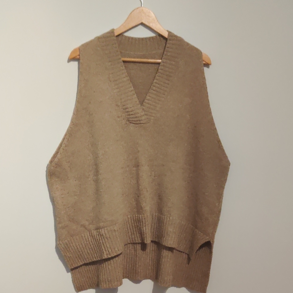 Oversized 55% Natural Wool Baggy Vest